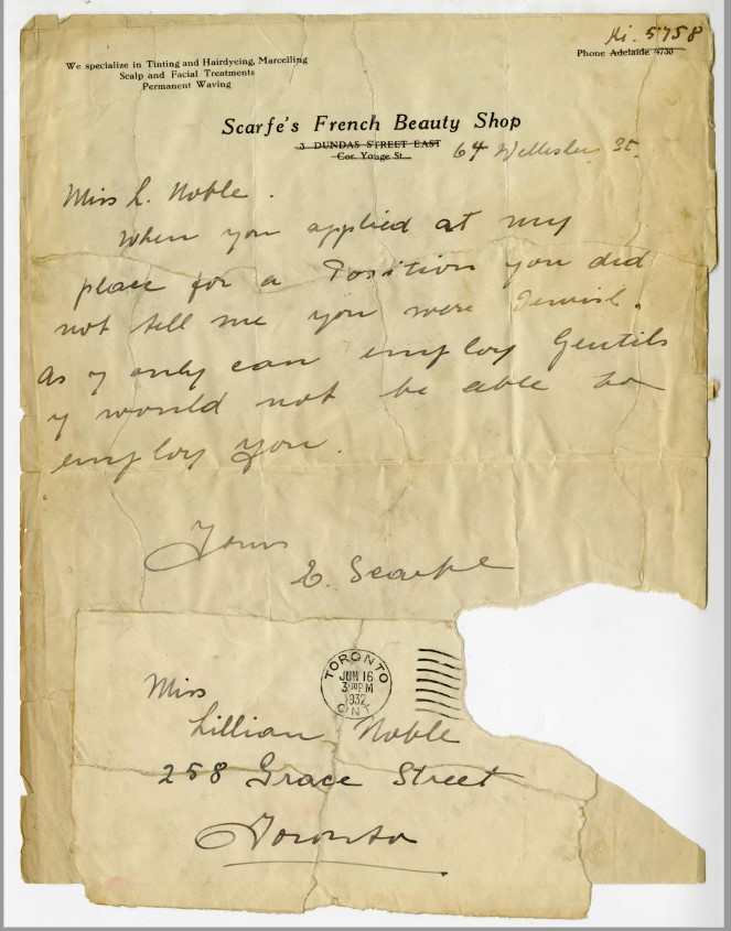 Letter to Lillian Noble, [193-]