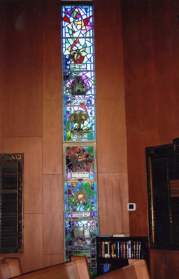One of two stained glass windows depicting the twelve tribes