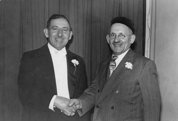 Israel and Aaron J. Rosen dressed up for a special occasion at Beth Jacob, ca. 1940