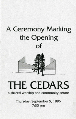 Ceremony programme for the opening of The Cedars, 1996