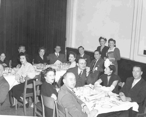 Members of the Peterborough Jewish community attend a B’nai Brith dinner in Oshawa, ca. 1945