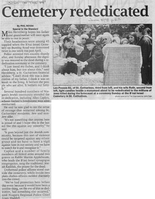 Cemetery rededicated, 8 June 1998