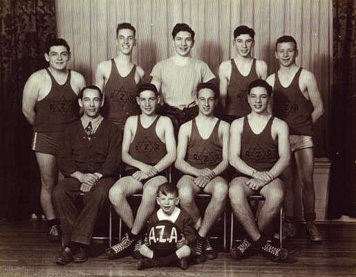 Hebrew Athletic Club (AZA) boys’ basketball team, ca. 1950