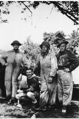 Sam Shaffer with unit members, ca. 1944