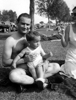 Sam, Paul and Shirley Shaffer at Boulevard Lake, 1949