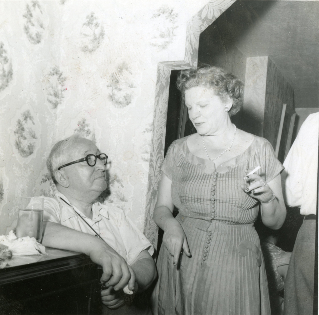 Dr. A.I. Willinsky and wife Sadie at Sarah (Vise) Willinsky’s birthday party, 1950s. OJA, accession 2006-9/3.