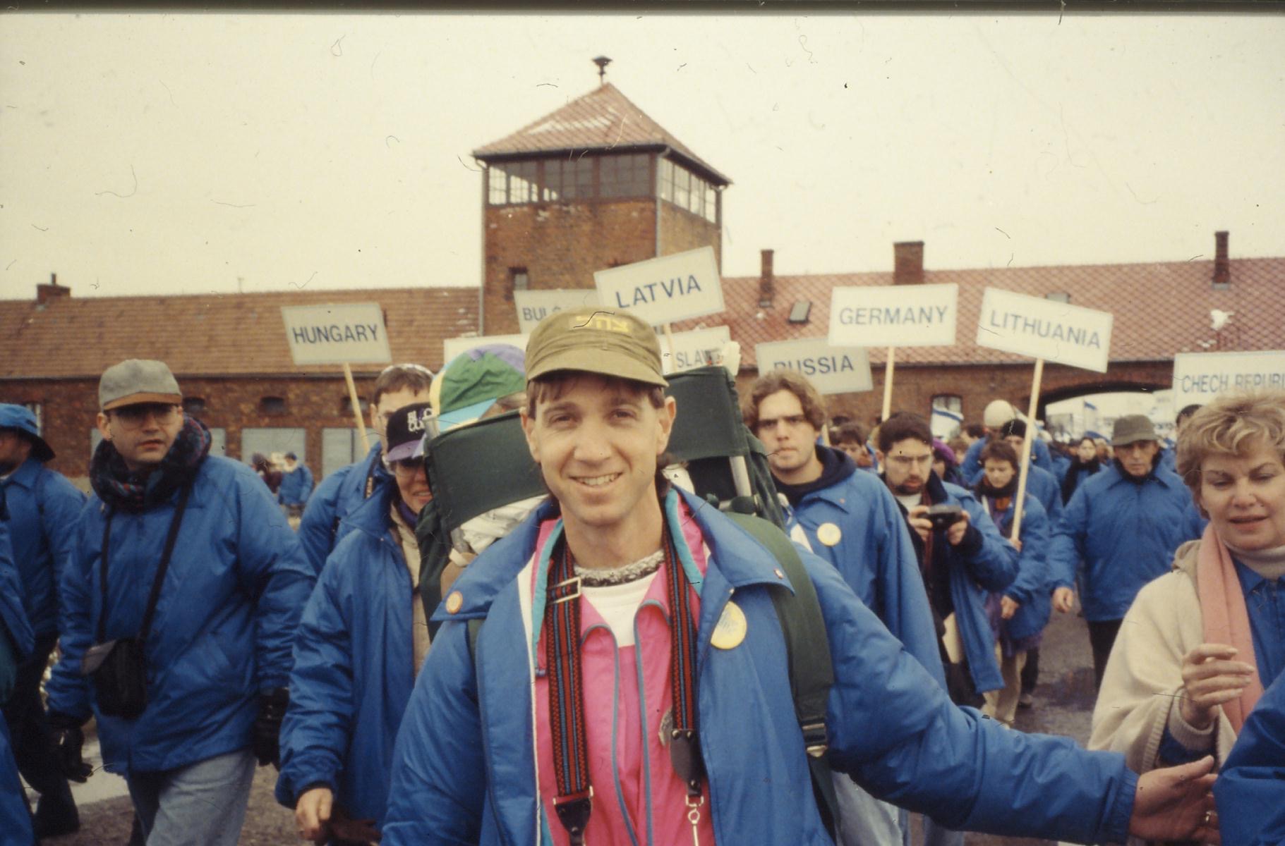 Dr. Mark Friedlander during the 1994 March of the Living program where he volunteered as a chaperone and physician. OJA, accession #2016-2/2.