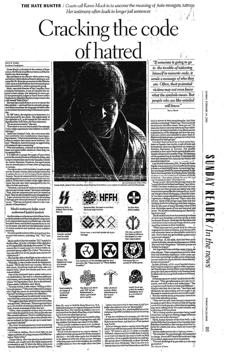 Newspaper article depicting Karen Mock