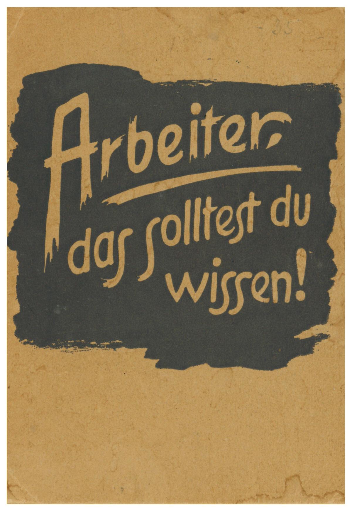Cover of Nazi propaganda booklet for workers