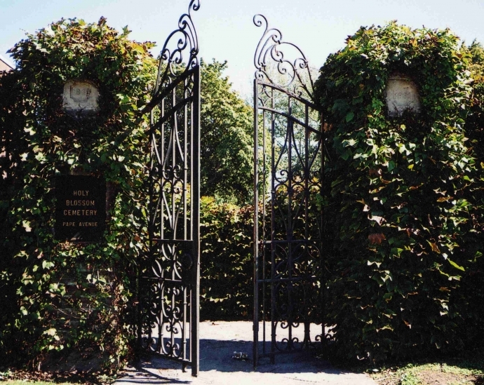 Entrance gates to Pape Ave. Cemetery