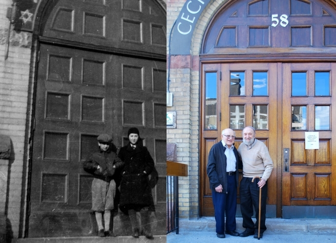 On left: Ontario Jewish Archives, item 1180 (cropped). On right: Marcus Mitanis, courtesy of Heritage Toronto.
