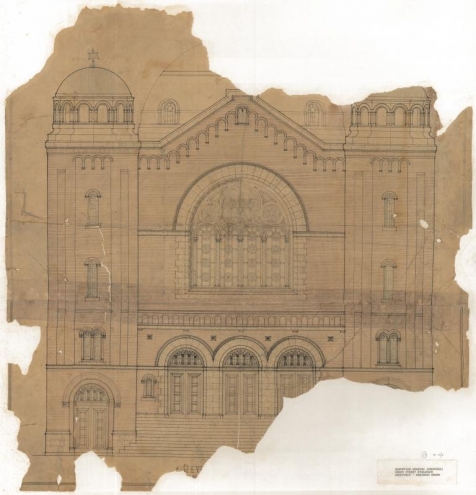 Building plans for the Beth Jacob Synagogue on Henry Street, 1919-1922. Ontario Jewish Archives, fonds 49, series 1, file 2