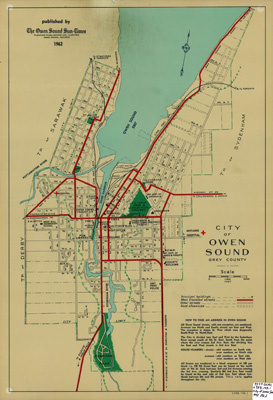 Street map of Owen Sound, 1962