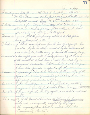 Meeting minutes and by-laws for the newly named Hebrew Community Centre (later called the Hebrew Community Club), 11 January 1948