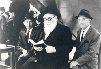 Photograph of Rabbi Langner reading a book