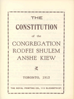 The constitution of the Congregation Rodfei Shulem Anshe Kiew, 1913 