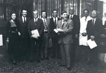 Rabbi Sheldon Steinberg at Mount Sinai Hospital’s Mezuzah ceremony, 1974. Steinberg was Chaplain of the hospital. 