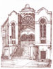 Sketch of the Minsk Synagogue by architect Martin Mendelow, 1978.